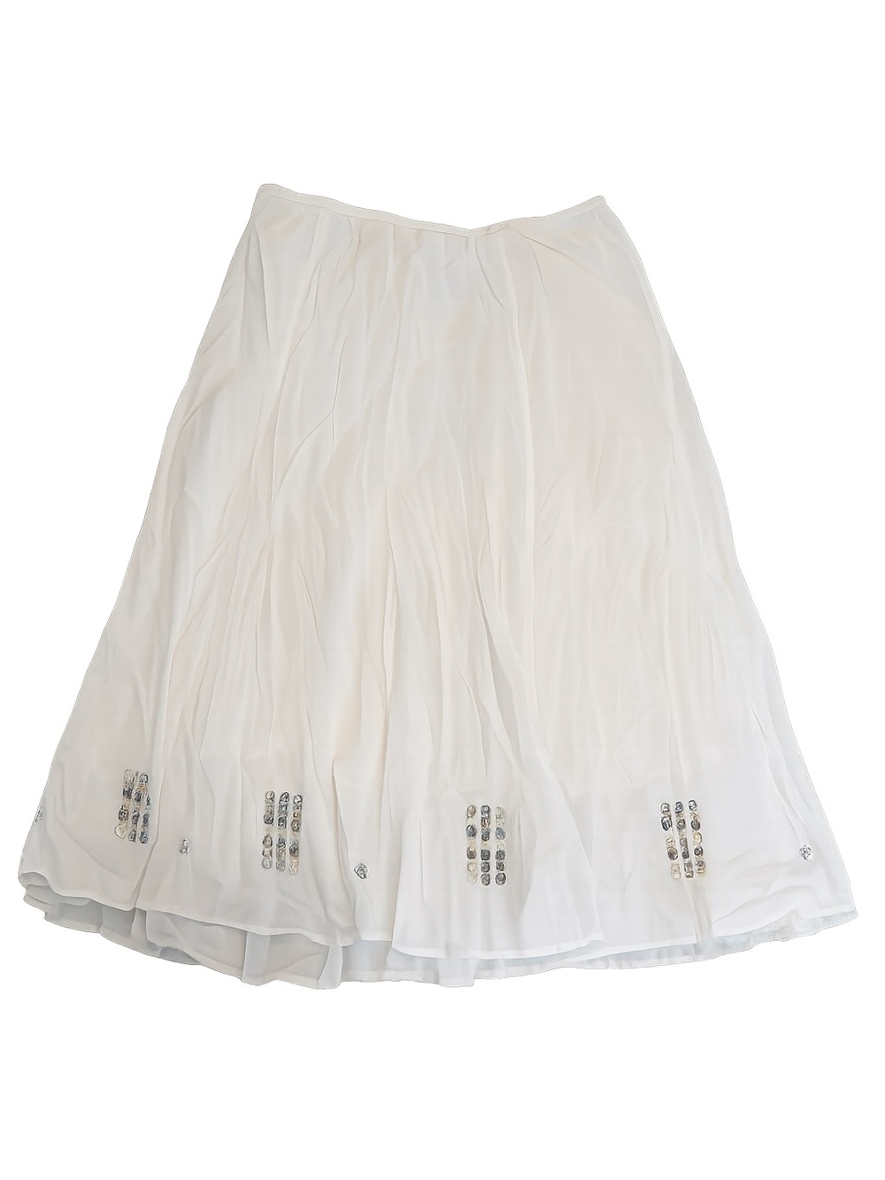 Style & Co. White Embellished Cotton Boho Midi Skirt | Large